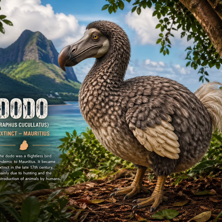 Dodo bird, extinct species from Mauritius.